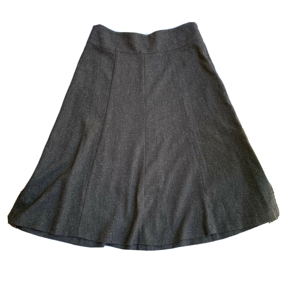 J. Jill Skirt Sz 8 A-Line Side Zip Midi Dark Grey Speckled Career Work Womens